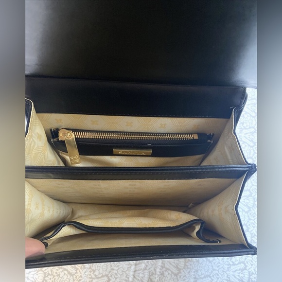 Sancia Laurel Satchel Black Leather Crossbody Shoulder Bag Gold Chain Brand New! - Picture 9 of 10